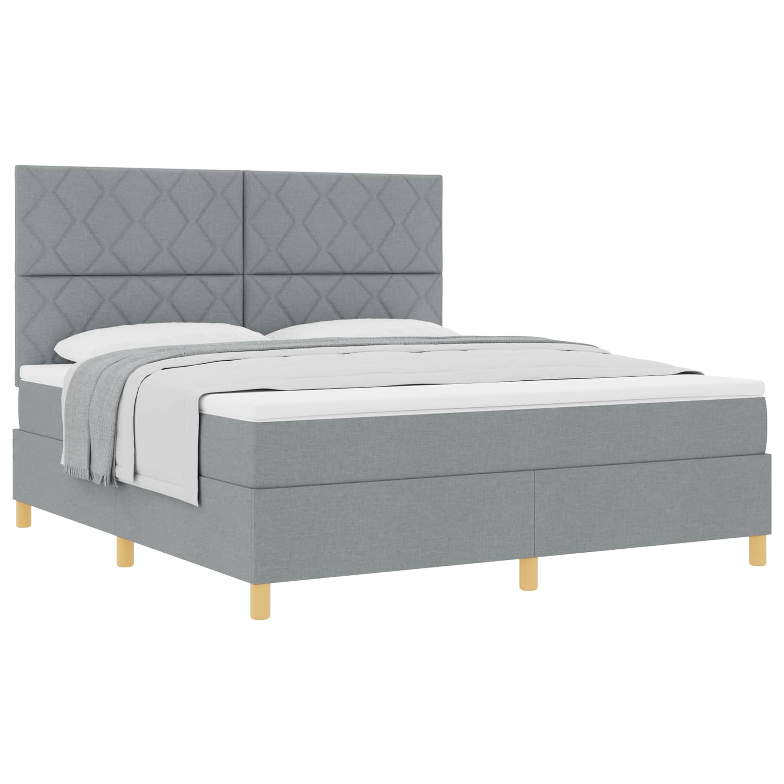 Κρεβάτι με ελατήρια Ανοιχτό γκρι 180 x 200 cm ύφασμα - Pakobazaar