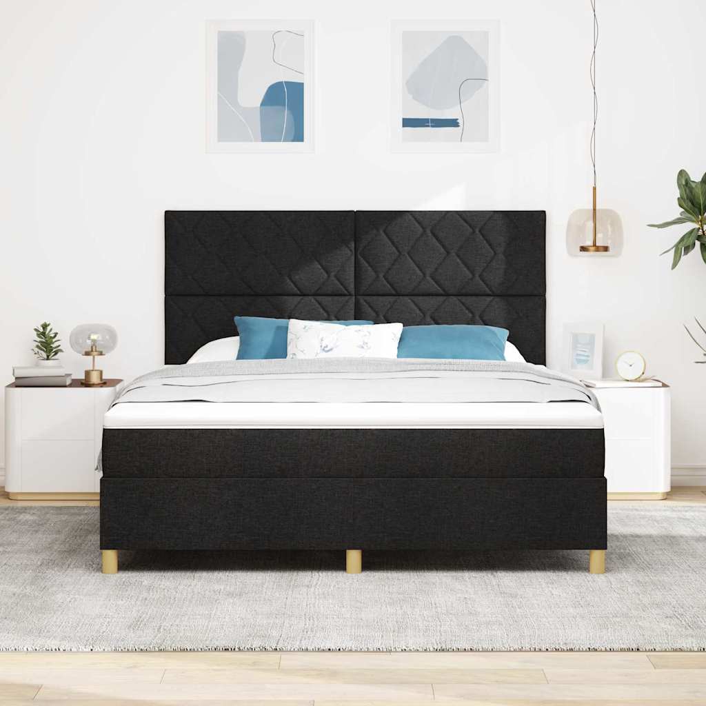 Κρεβάτι με ελατήρια με κεφαλάρι Μαύρο 180 x 200 cm ύφασμα - Pakobazaar