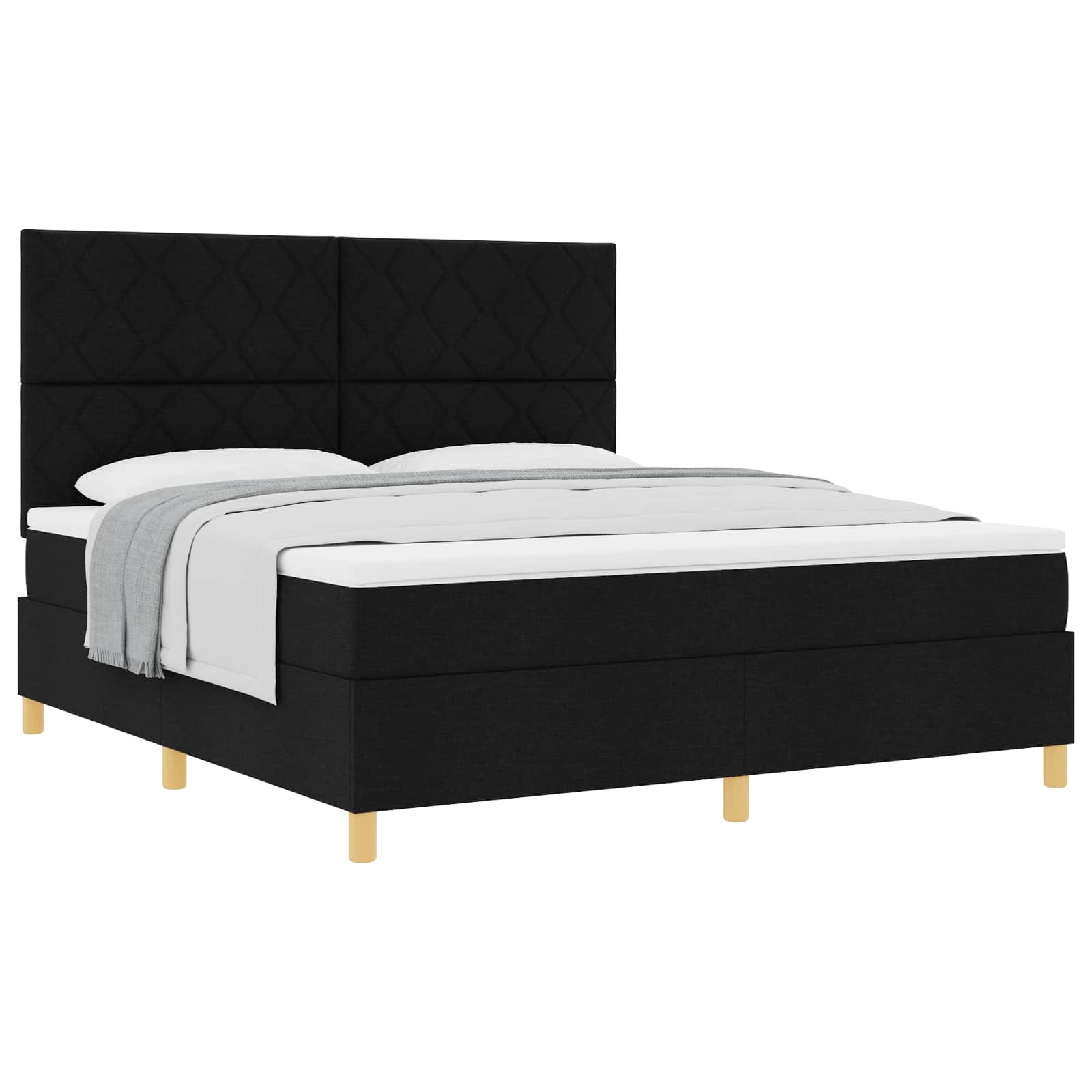Κρεβάτι με ελατήρια με κεφαλάρι Μαύρο 180 x 200 cm ύφασμα - Pakobazaar