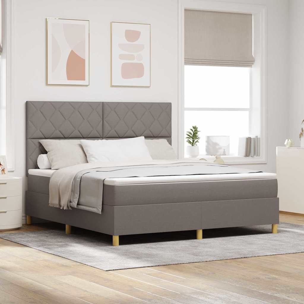 Κρεβάτι με ελατήρια με κεφαλάρι Taupe 180 x 200 cm ύφασμα - Pakobazaar