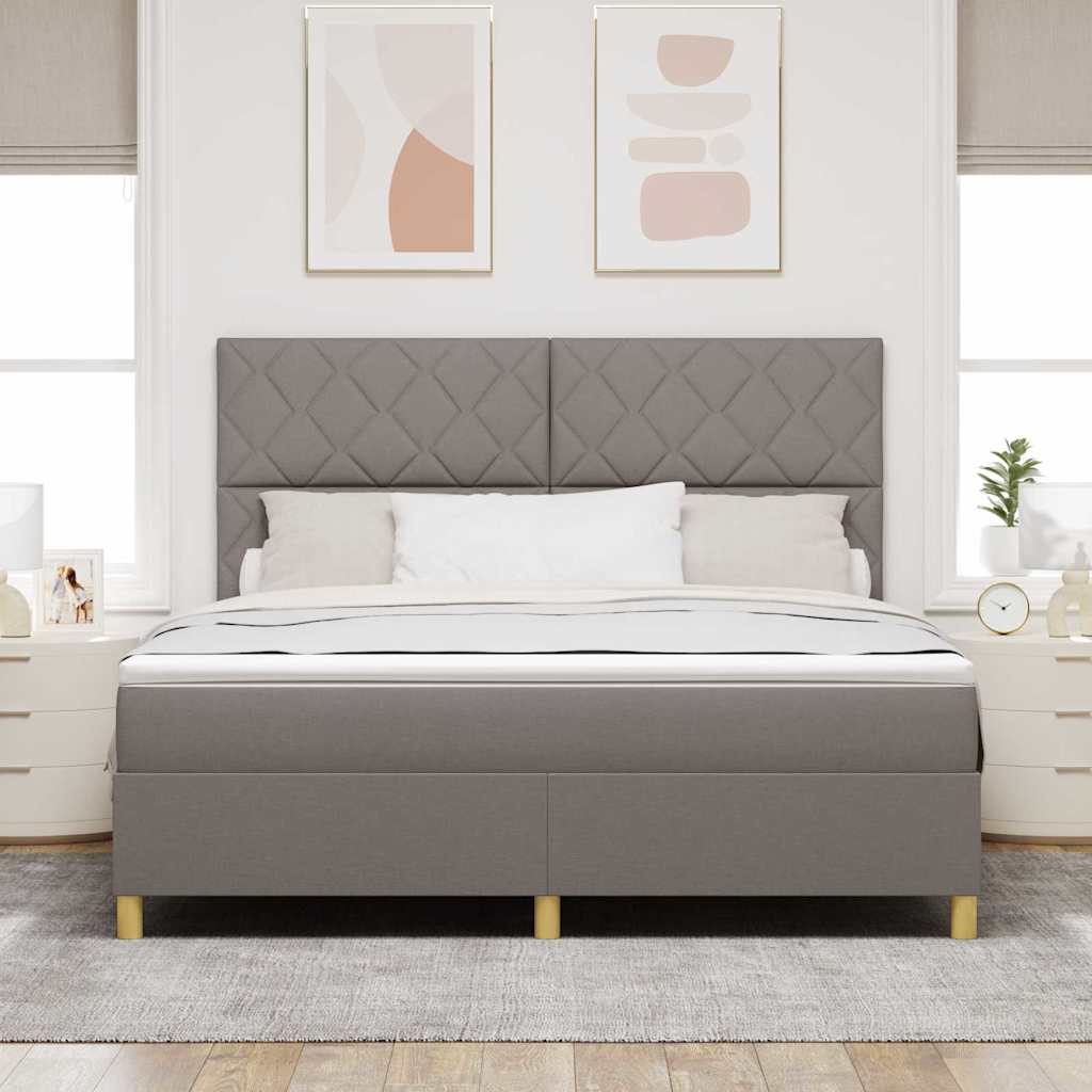Κρεβάτι με ελατήρια με κεφαλάρι Taupe 180 x 200 cm ύφασμα - Pakobazaar