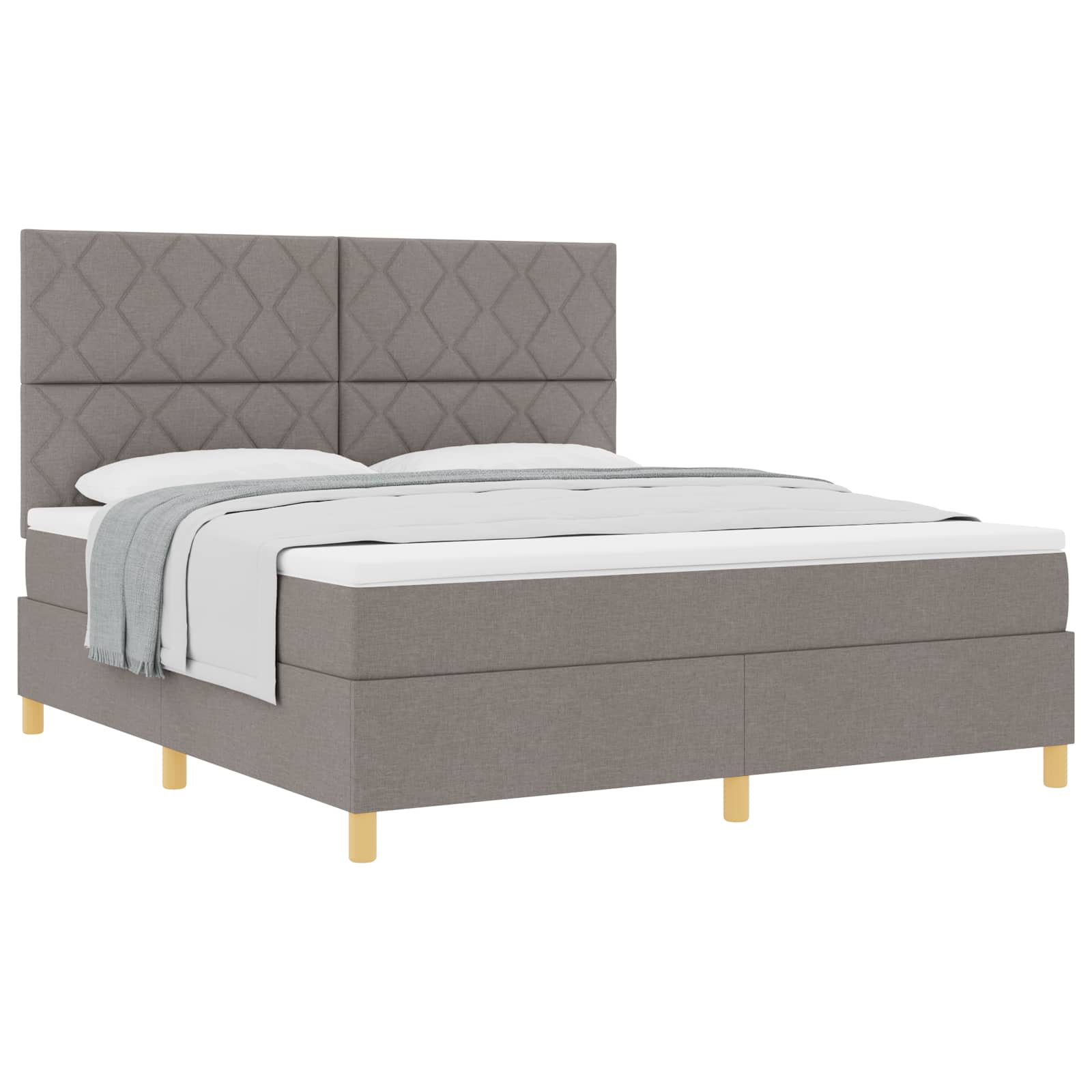 Κρεβάτι με ελατήρια με κεφαλάρι Taupe 180 x 200 cm ύφασμα - Pakobazaar