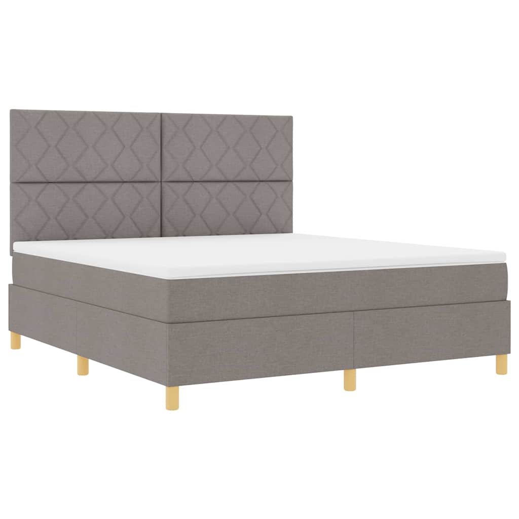Κρεβάτι με ελατήρια με κεφαλάρι Taupe 180 x 200 cm ύφασμα - Pakobazaar