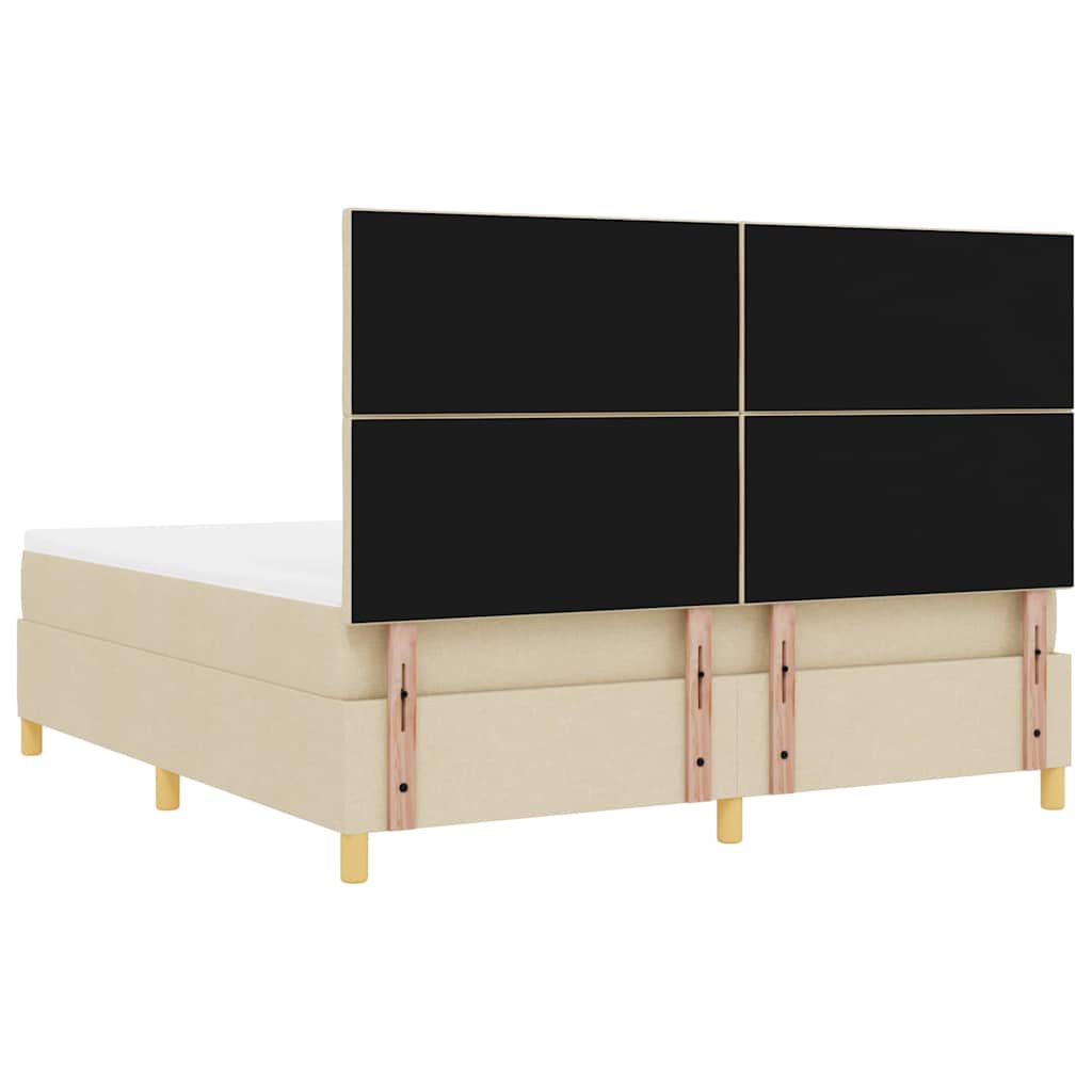 Κρεβάτι με ελατήρια με κεφαλάρι Κρεμ 180 x 200 cm ύφασμα - Pakobazaar