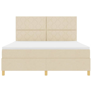 Κρεβάτι με ελατήρια με κεφαλάρι Κρεμ 180 x 200 cm ύφασμα - Pakobazaar