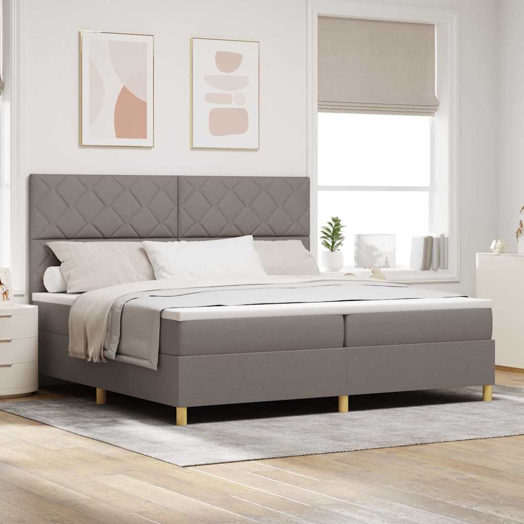 Κρεβάτι με ελατήρια με κεφαλάρι Taupe 200 x 200 cm ύφασμα - Pakobazaar