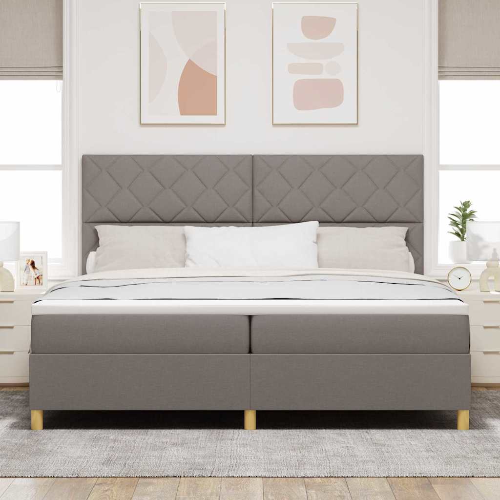 Κρεβάτι με ελατήρια με κεφαλάρι Taupe 200 x 200 cm ύφασμα - Pakobazaar