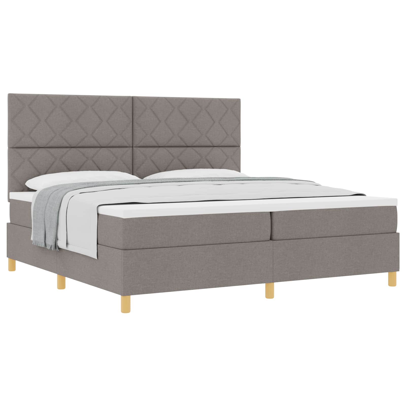 Κρεβάτι με ελατήρια με κεφαλάρι Taupe 200 x 200 cm ύφασμα - Pakobazaar