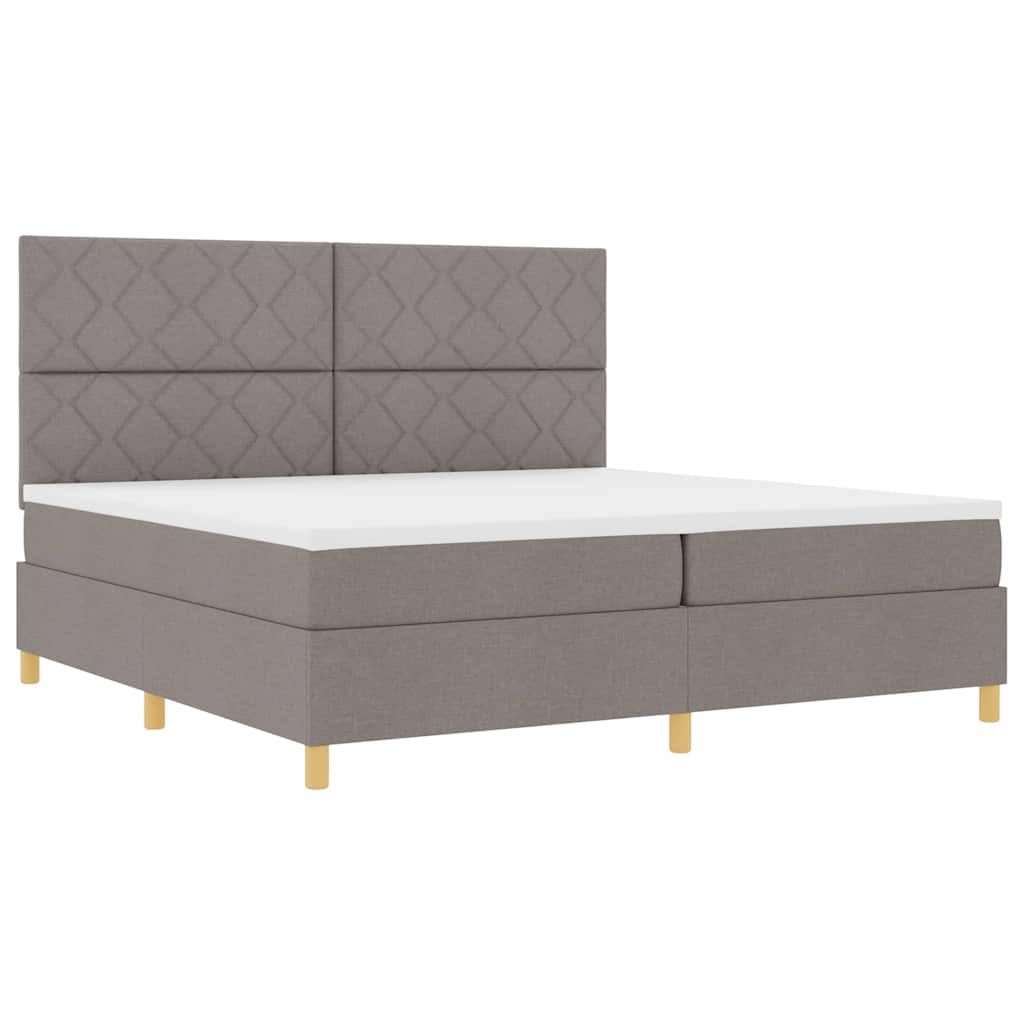 Κρεβάτι με ελατήρια με κεφαλάρι Taupe 200 x 200 cm ύφασμα - Pakobazaar