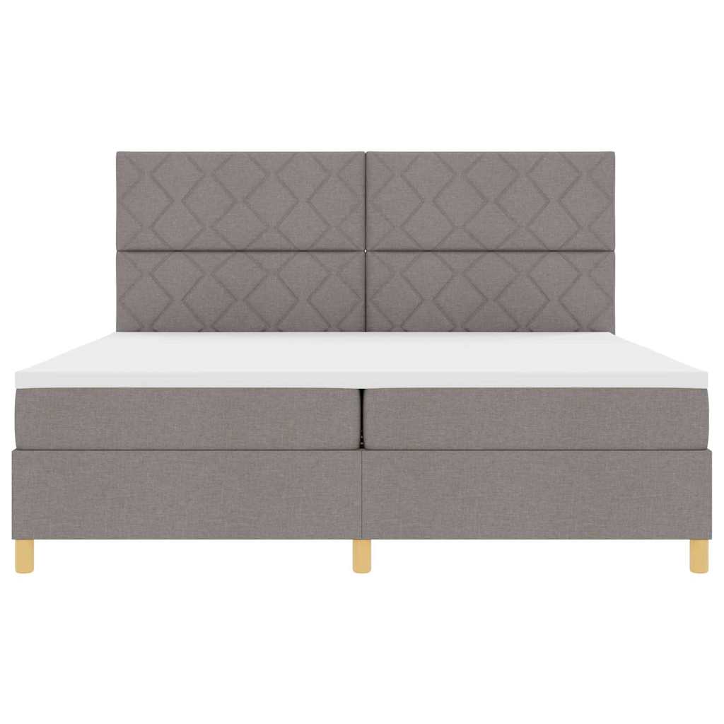 Κρεβάτι με ελατήρια με κεφαλάρι Taupe 200 x 200 cm ύφασμα - Pakobazaar
