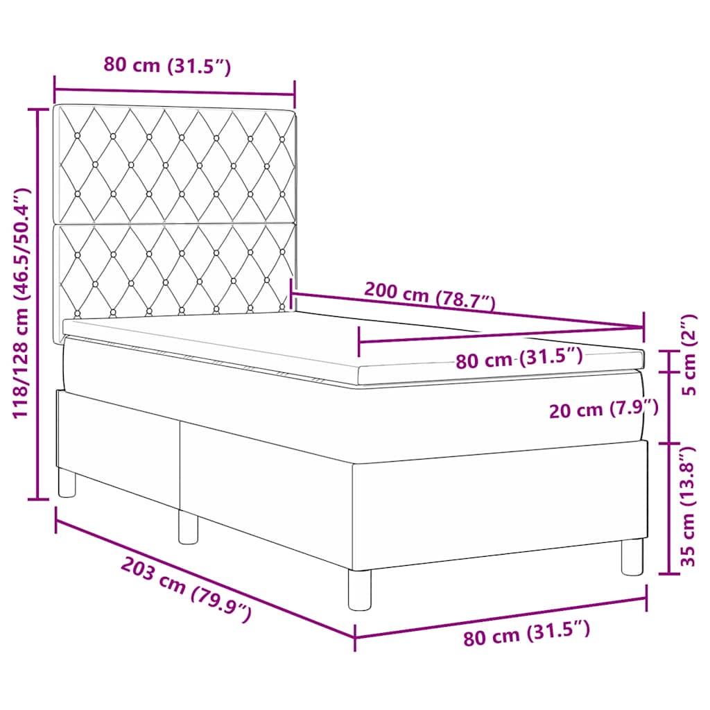 Κρεβάτι με ελατήρια με στρώμα Ροζ 80 x 200 cm Βελούδο - Pakobazaar