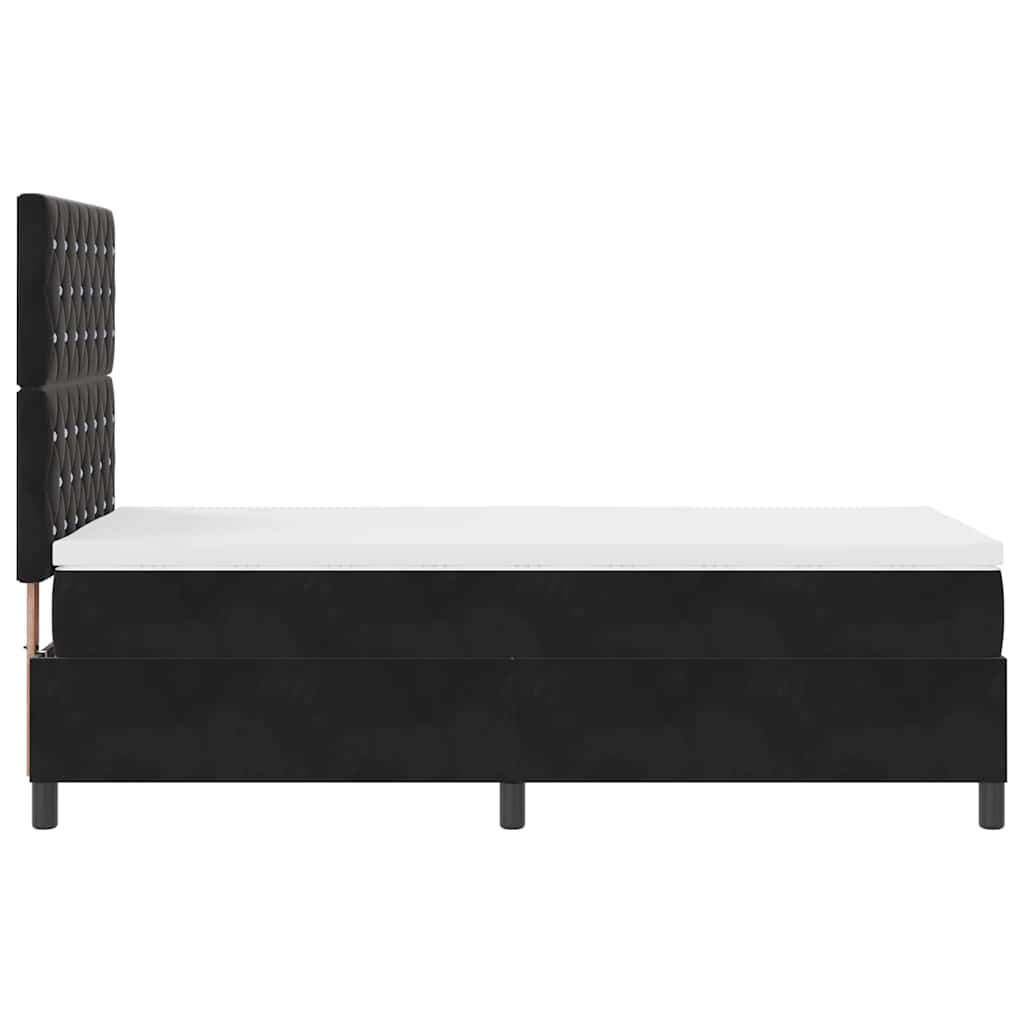 Κρεβάτι με ελατήρια με στρώμα Μαύρο 90 x 190 cm Βελούδο - Pakobazaar