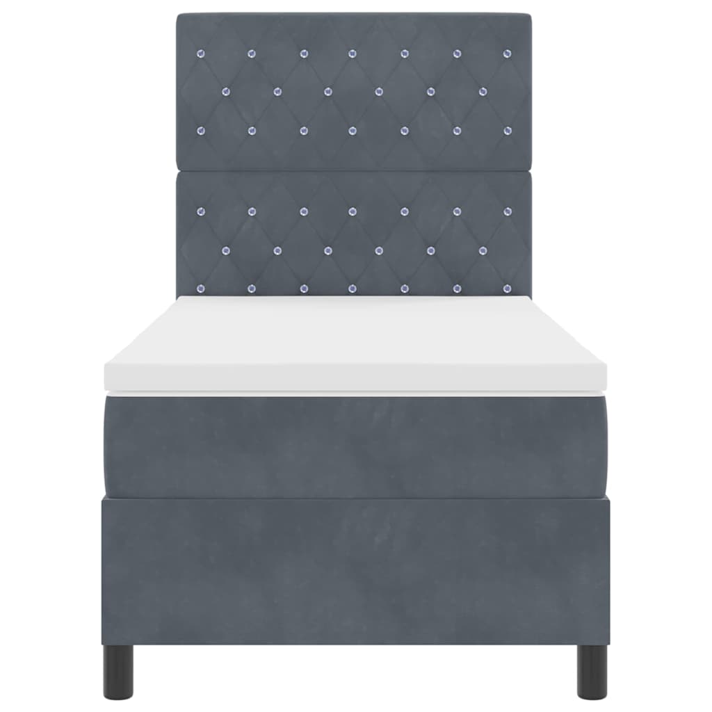 Κρεβάτι με ελατήρια με στρώμα Σκούρο Γκρι 90 x 200 cm ύφασμα - Pakobazaar