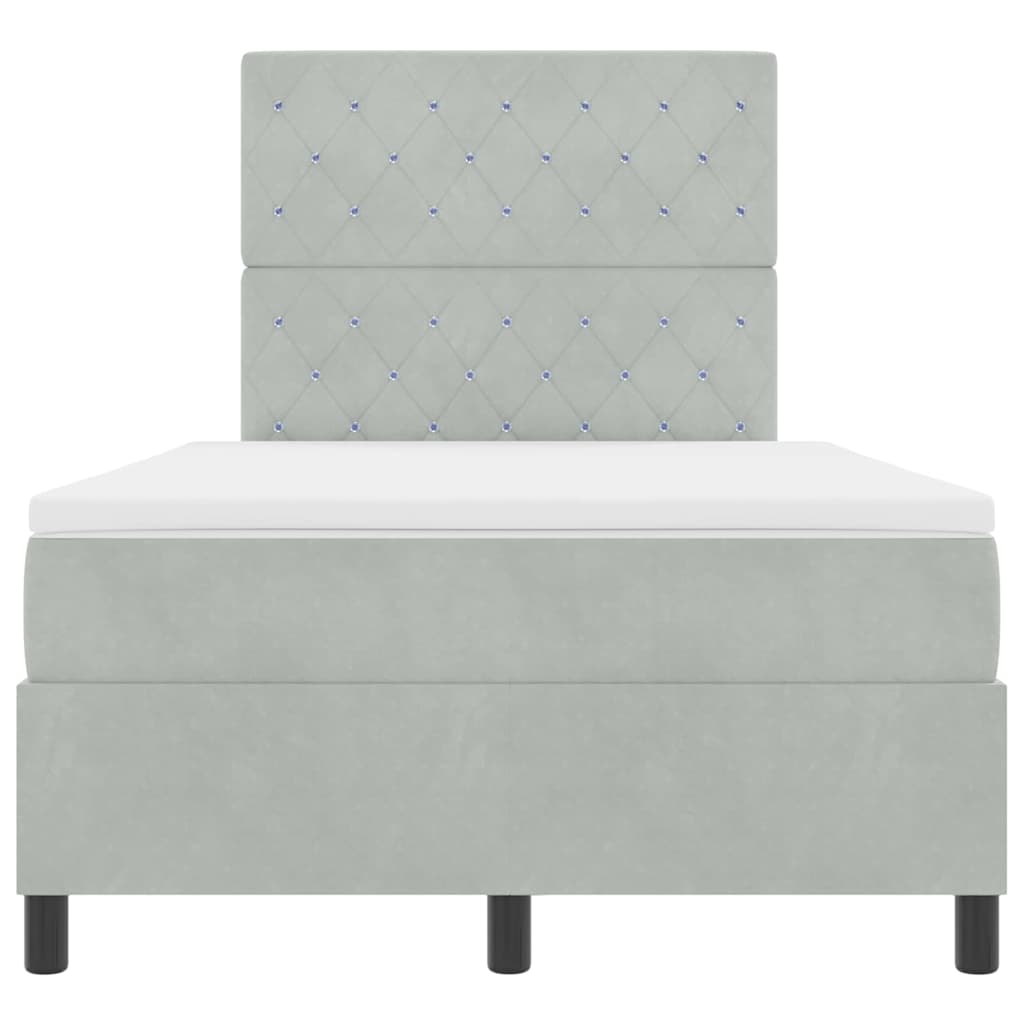 Κρεβάτι με ελατήρια με στρώμα Ανοιχτό γκρι 120 x 190 cm ύφασμα - Pakobazaar