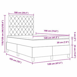Κρεβάτι με ελατήρια με στρώμα Μαύρο 120 x 190 cm Βελούδο - Pakobazaar