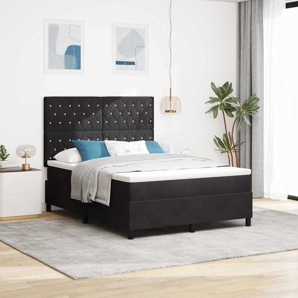 Κρεβάτι με ελατήρια με στρώμα Μαύρο 140 x 200 cm Βελούδο - Pakobazaar