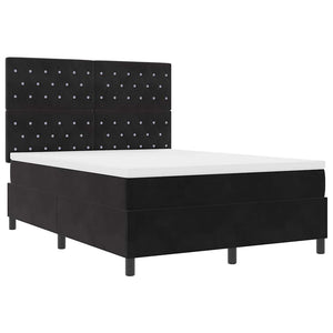 Κρεβάτι με ελατήρια με στρώμα Μαύρο 140 x 200 cm Βελούδο - Pakobazaar