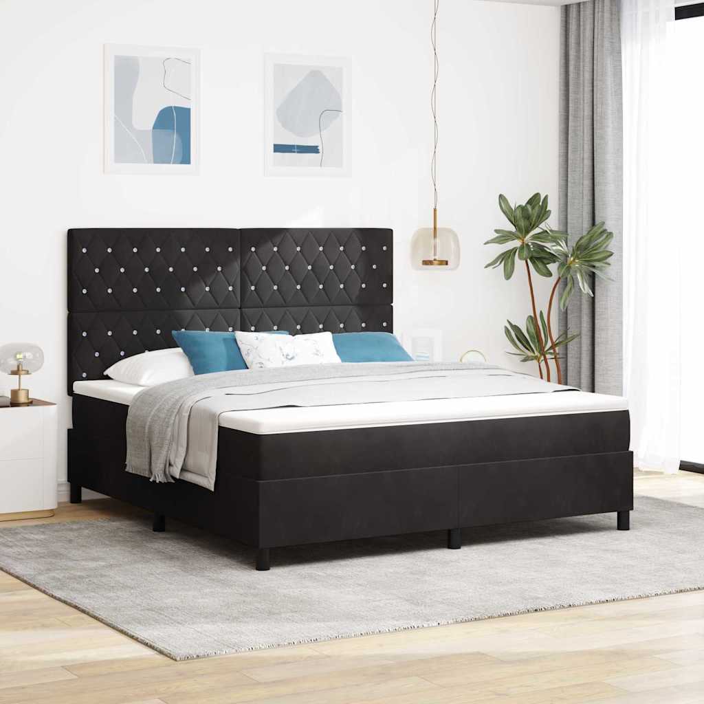 Κρεβάτι με ελατήρια με στρώμα Μαύρο 180 x 200 cm Βελούδο - Pakobazaar