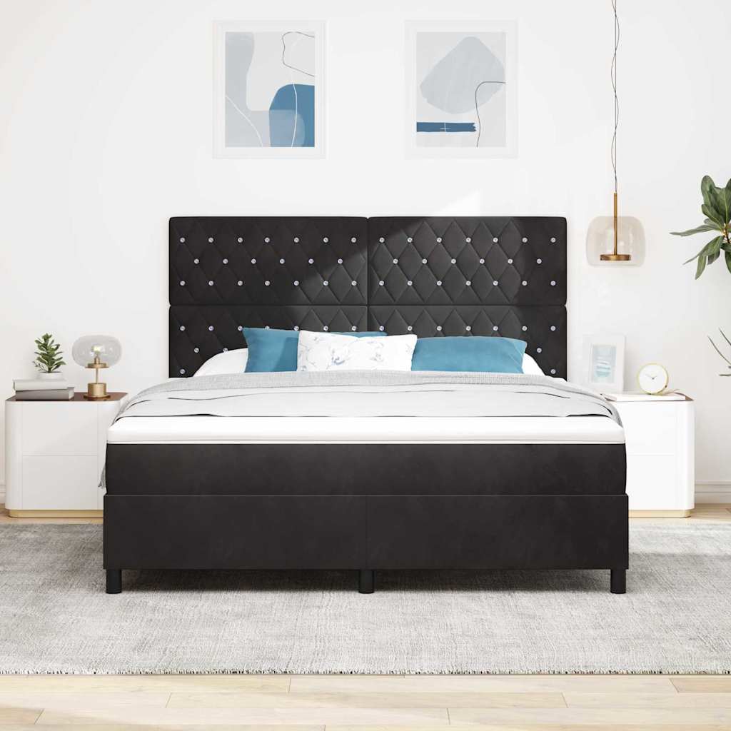 Κρεβάτι με ελατήρια με στρώμα Μαύρο 180 x 200 cm Βελούδο - Pakobazaar