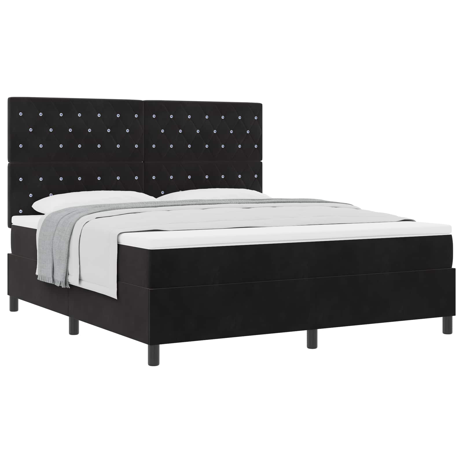 Κρεβάτι με ελατήρια με στρώμα Μαύρο 180 x 200 cm Βελούδο - Pakobazaar