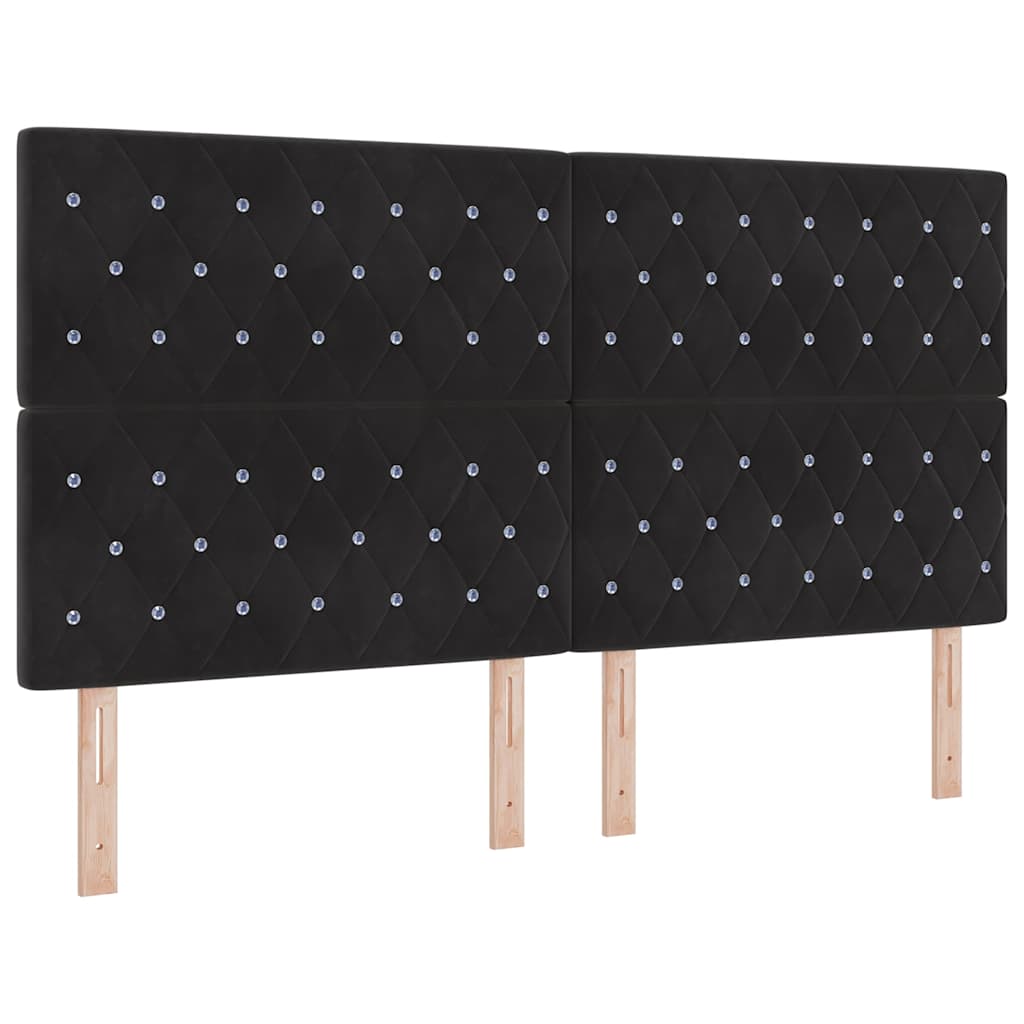 Κρεβάτι με ελατήρια με στρώμα Μαύρο 180 x 200 cm Βελούδο - Pakobazaar