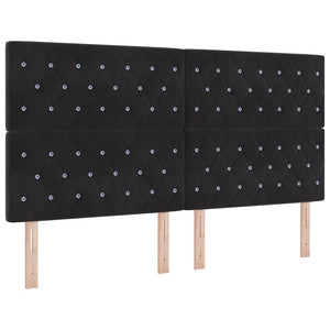 Κρεβάτι με ελατήρια με στρώμα Μαύρο 180 x 200 cm Βελούδο - Pakobazaar