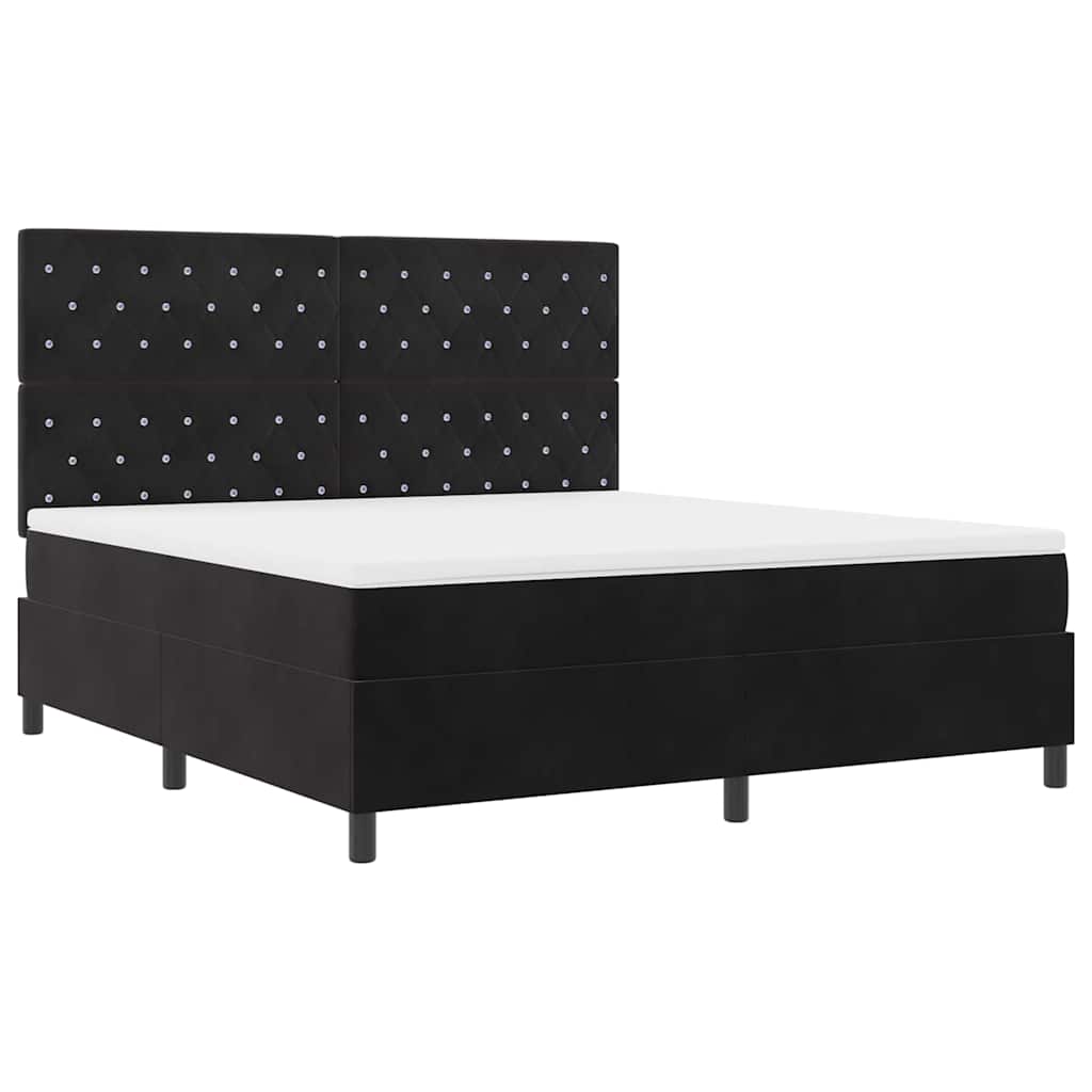 Κρεβάτι με ελατήρια με στρώμα Μαύρο 180 x 200 cm Βελούδο - Pakobazaar