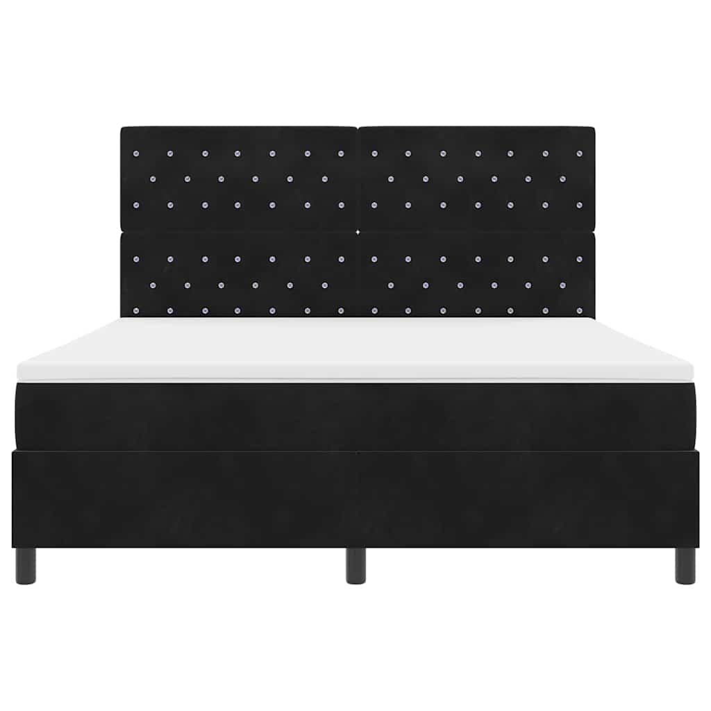 Κρεβάτι με ελατήρια με στρώμα Μαύρο 180 x 200 cm Βελούδο - Pakobazaar