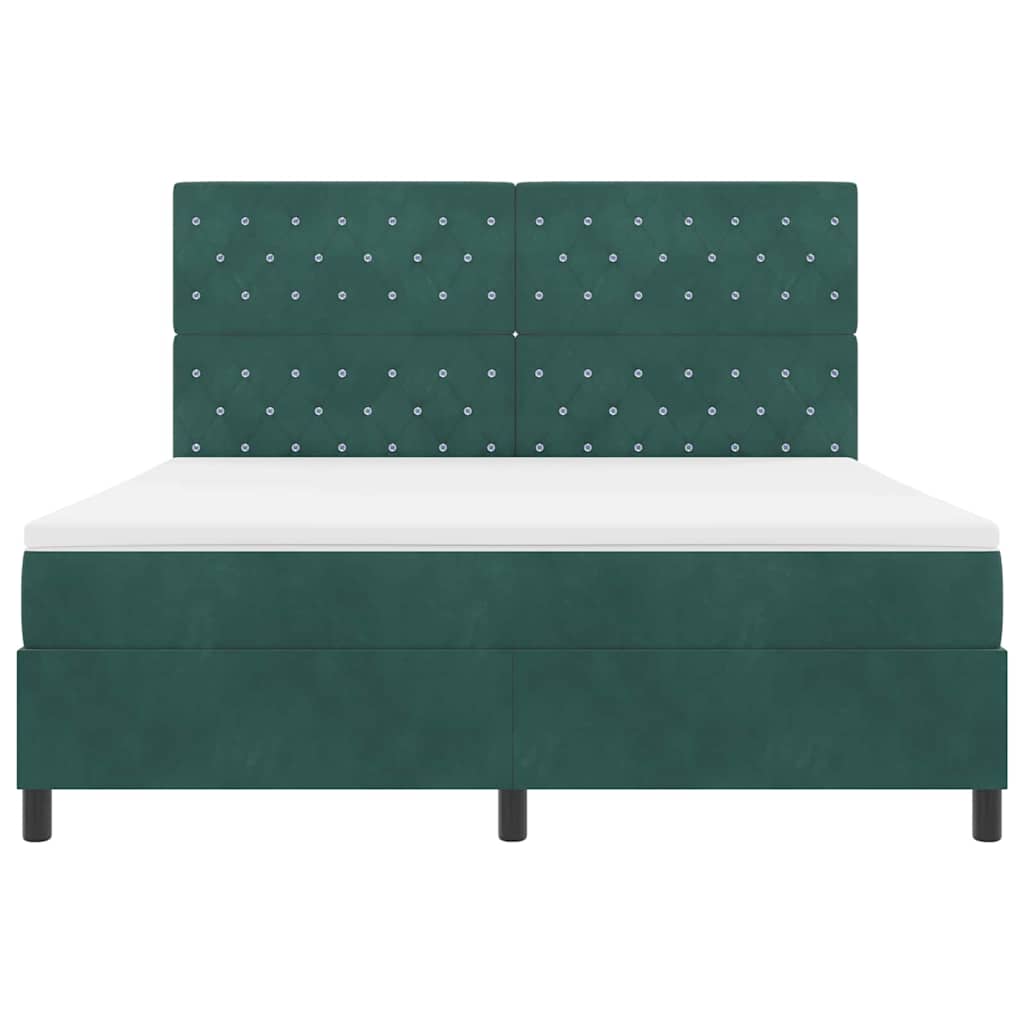 Κρεβάτι με ελατήρια Σκούρο Πράσινο 180 x 200 cm Βελούδο - Pakobazaar