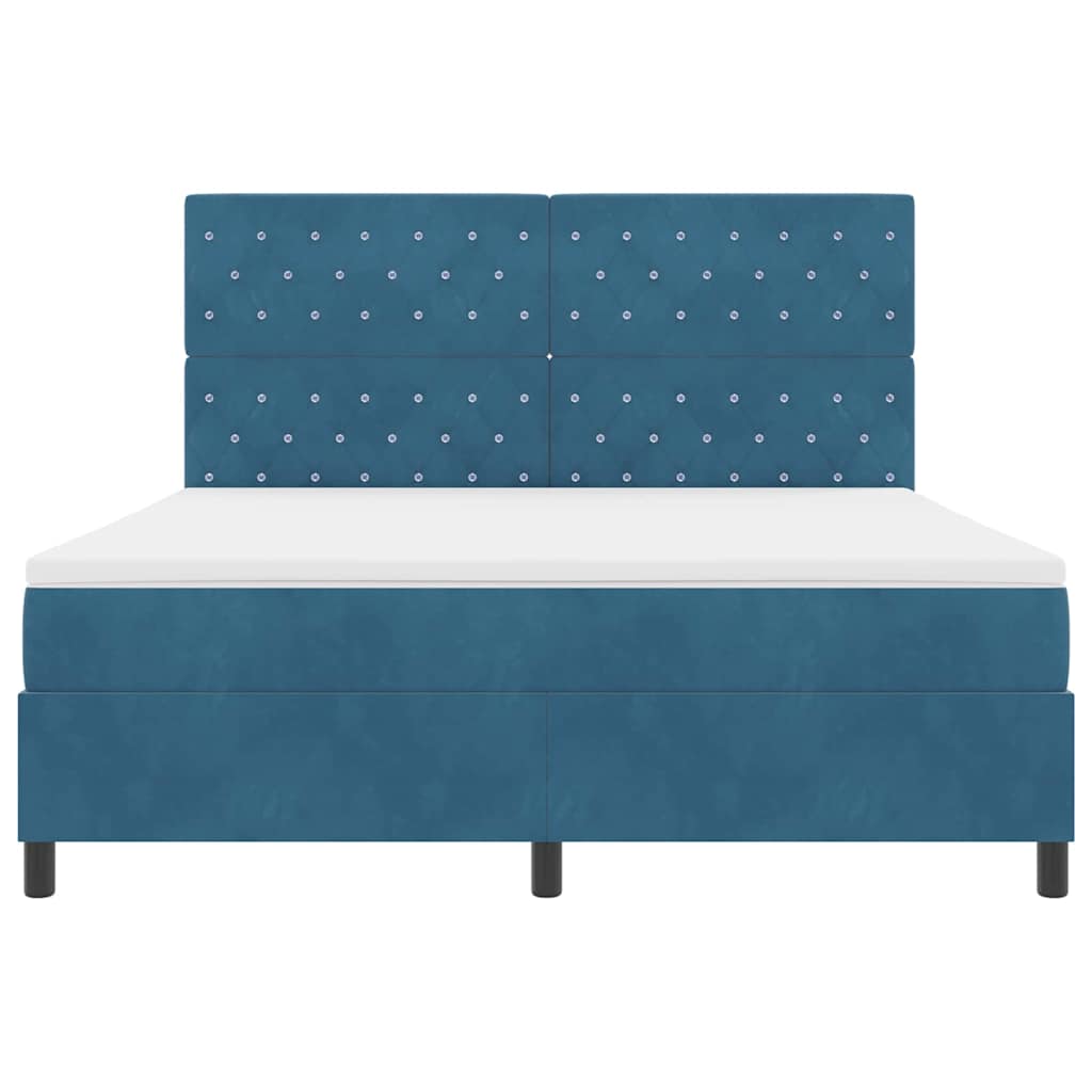 Κρεβάτι με ελατήρια με στρώμα Σκούρο Μπλε 180 x 200 cm Βελούδο