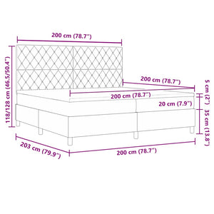 Κρεβάτι με ελατήρια με στρώμα Σκούρο Γκρι 200 x 200 cm Βελούδο - Pakobazaar