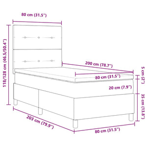 Κρεβάτι με ελατήρια με κεφαλάρι Μαύρο 80 x 200 cm Βελούδο - Pakobazaar