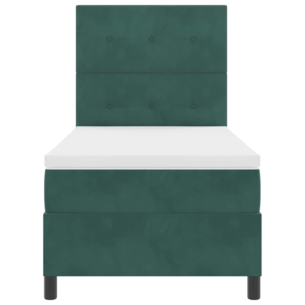 Κρεβάτι με ελατήρια με στρώμα Σκούρο Πράσινο 80 x 200 cm ύφασμα - Pakobazaar