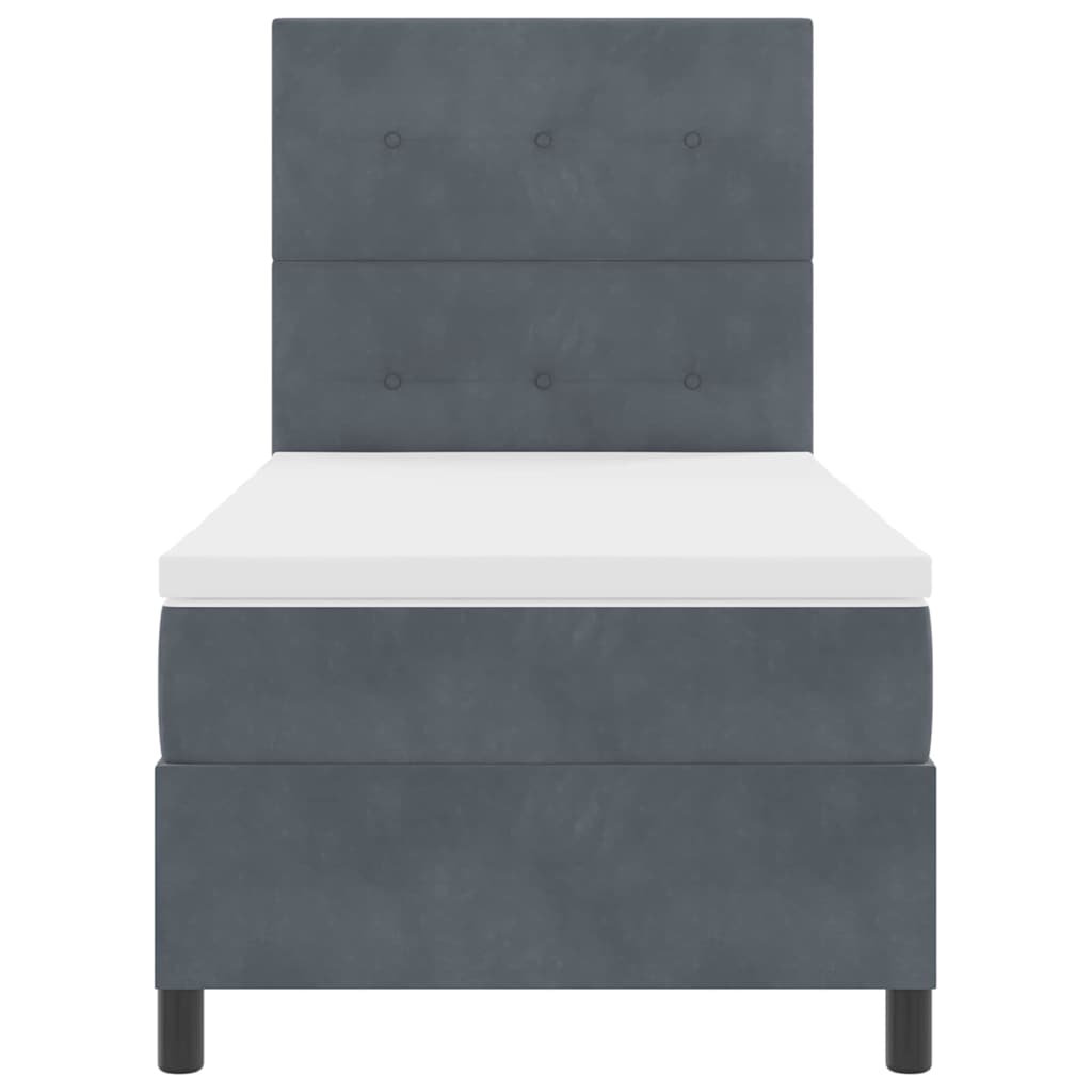 Κρεβάτι με ελατήρια με στρώμα Σκούρο Γκρι 90 x 200 cm ύφασμα - Pakobazaar