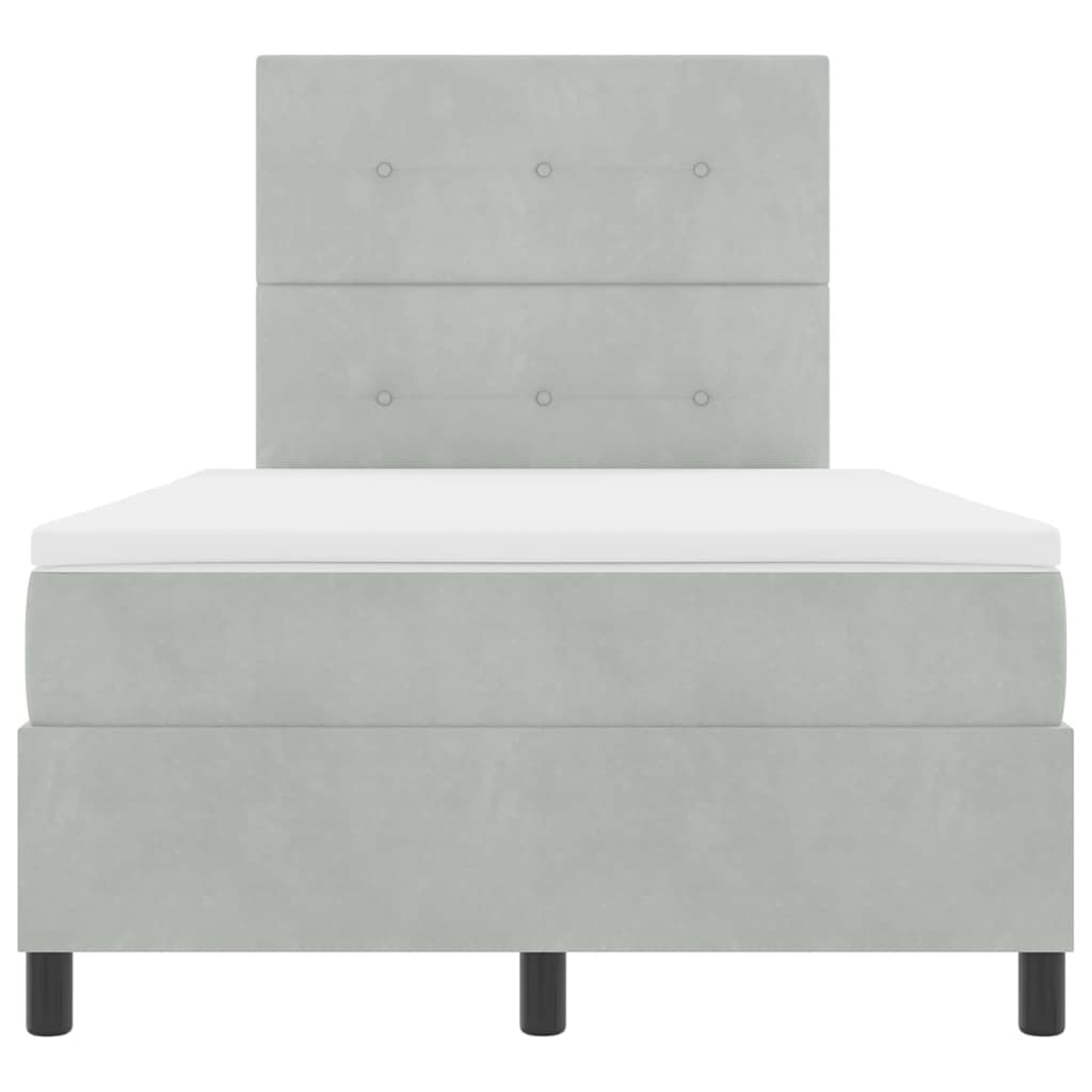 Κρεβάτι με ελατήρια με στρώμα Ανοιχτό γκρι 120 x 190 cm ύφασμα - Pakobazaar