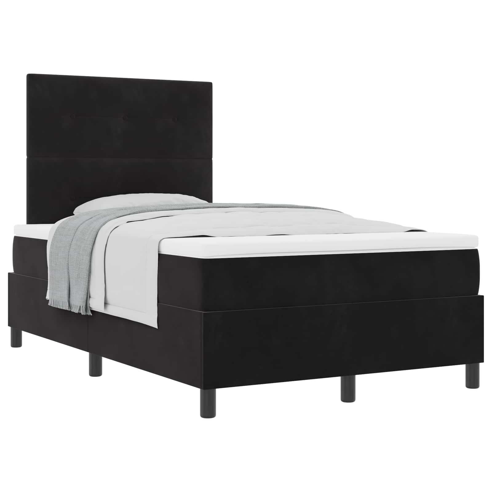 Κρεβάτι με ελατήρια με κεφαλάρι Μαύρο 120 x 190 cm Βελούδο