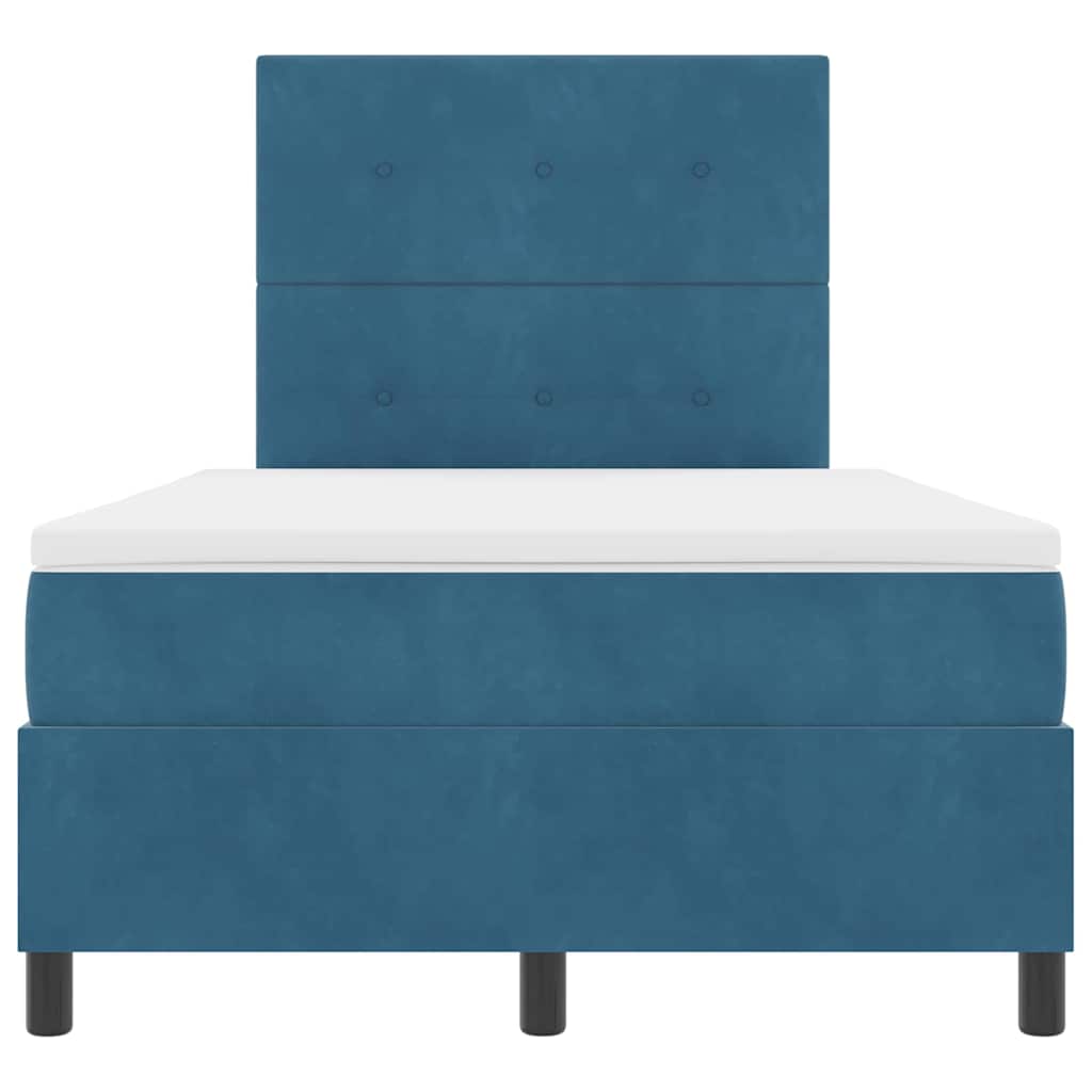 Κρεβάτι με ελατήρια με στρώμα Σκούρο Μπλε 120 x 200 cm ύφασμα - Pakobazaar