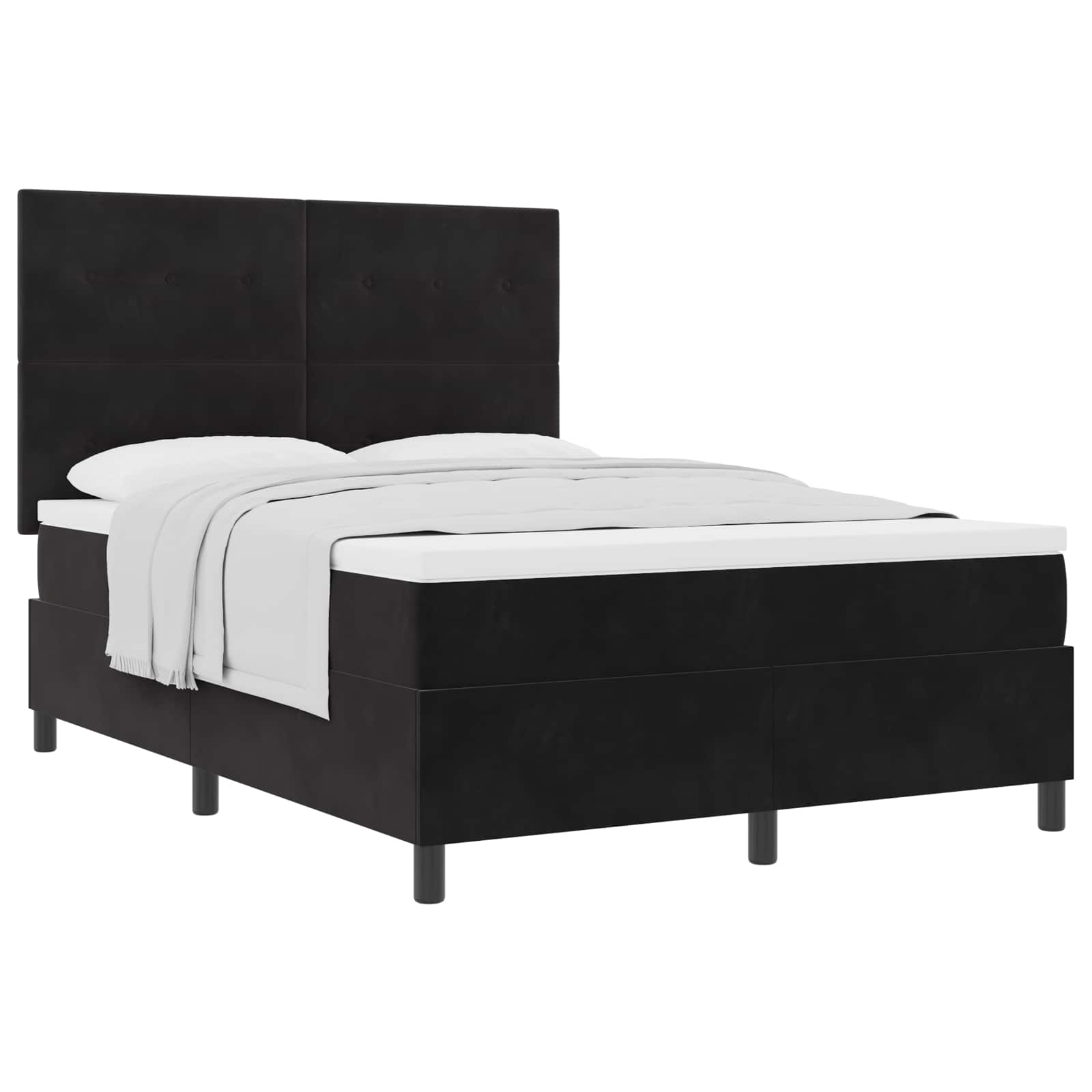 Κρεβάτι με ελατήρια με στρώμα Μαύρο 140 x 190 cm ύφασμα - Pakobazaar