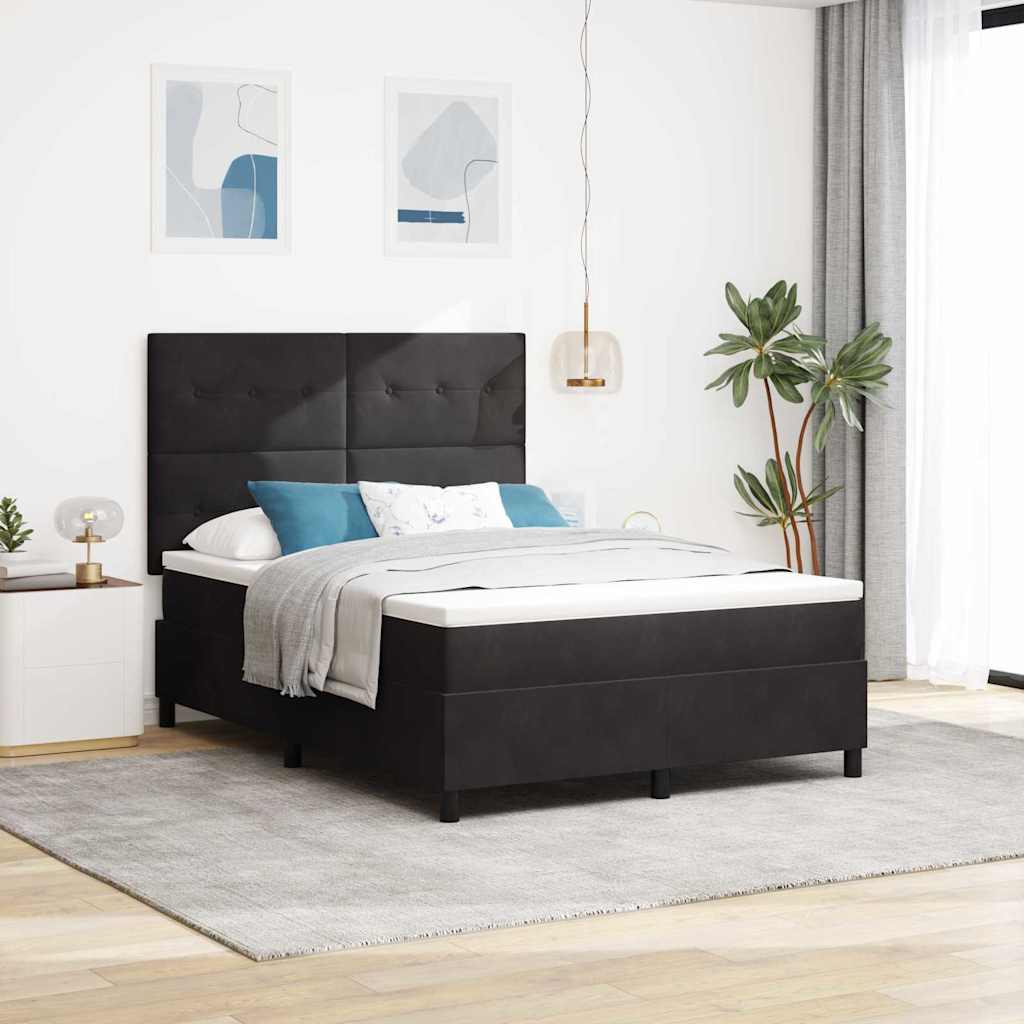 Κρεβάτι με ελατήρια με στρώμα Μαύρο 140 x 200 cm ύφασμα - Pakobazaar