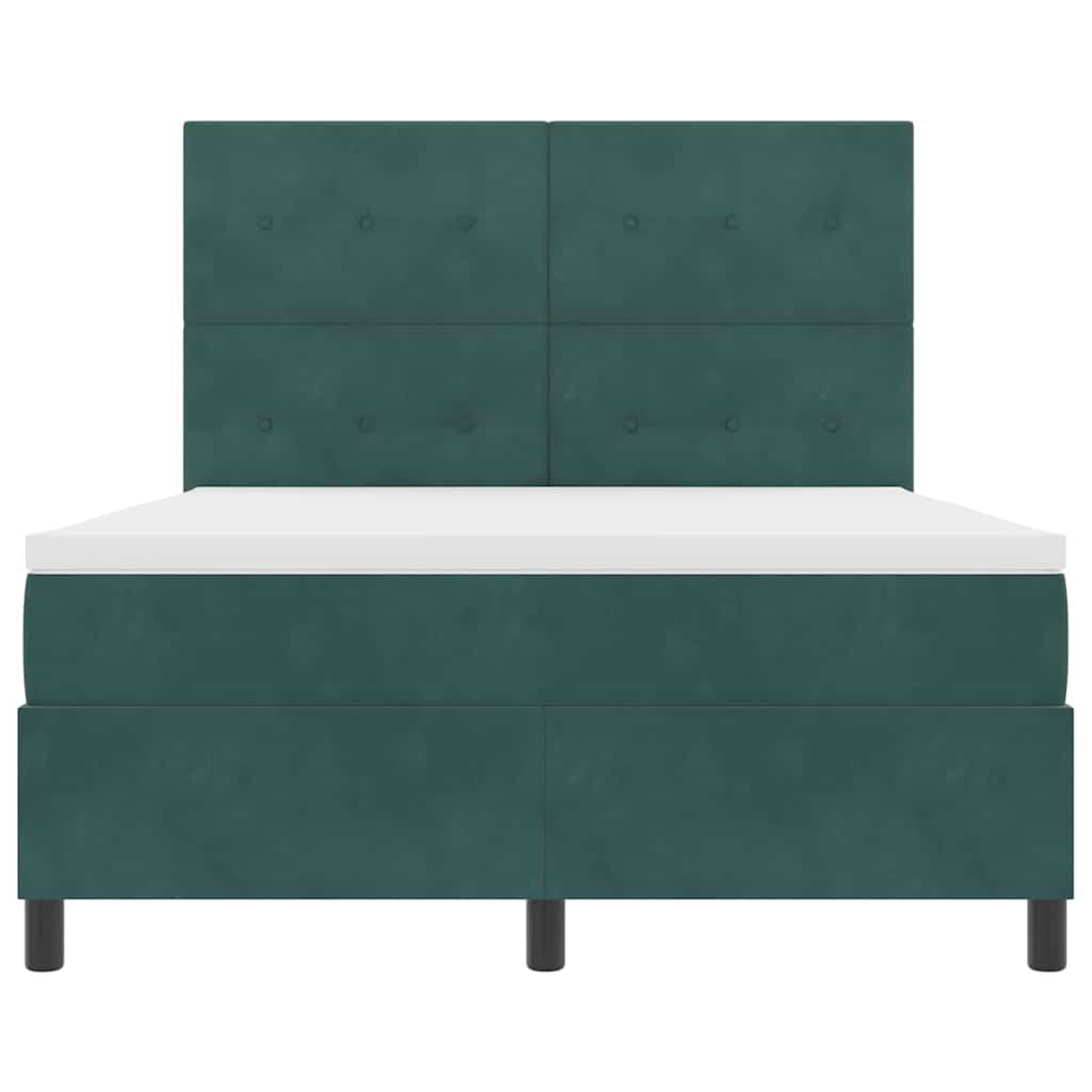 Κρεβάτι με ελατήρια Σκούρο Πράσινο 140 x 200 cm ύφασμα - Pakobazaar