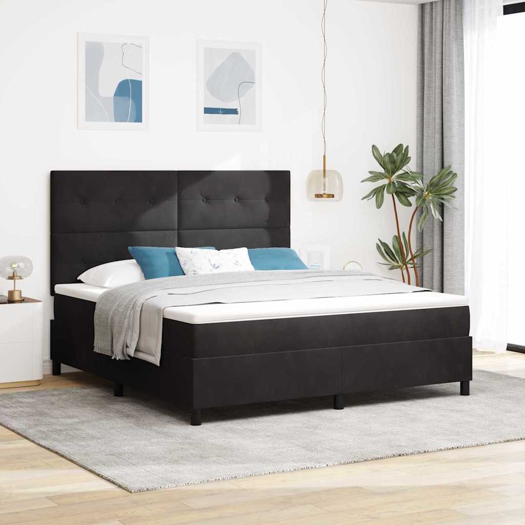 Κρεβάτι με ελατήρια με στρώμα Μαύρο 180 x 200 cm ύφασμα - Pakobazaar