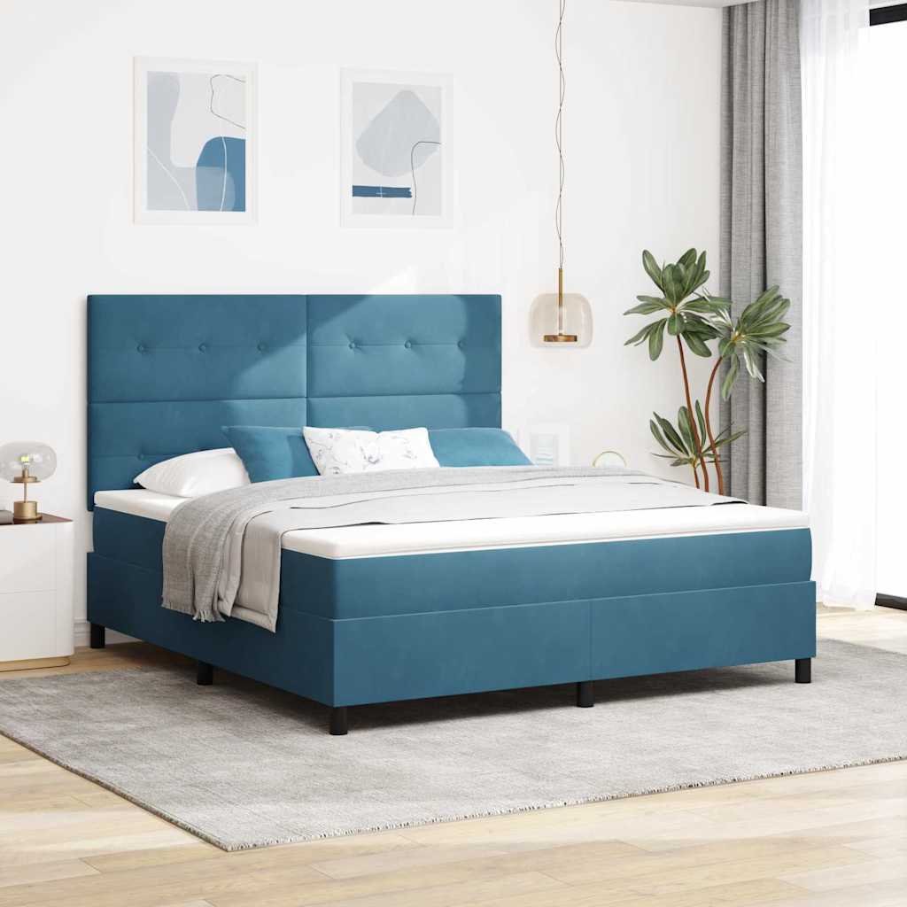 Κρεβάτι με ελατήρια Σκούρο Μπλε 180 x 200 cm Βελούδο