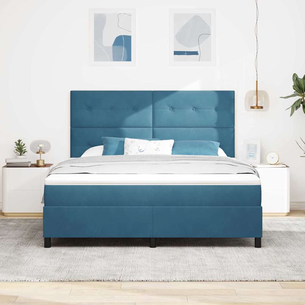 Κρεβάτι με ελατήρια Σκούρο Μπλε 180 x 200 cm Βελούδο