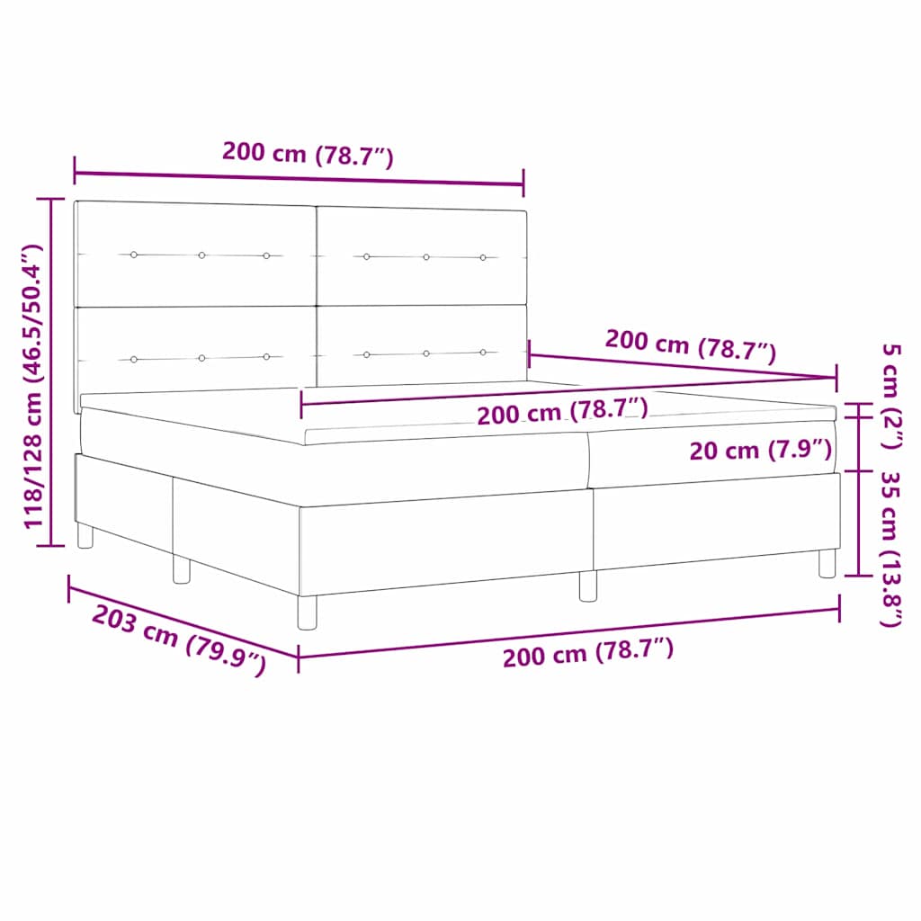 Κρεβάτι με ελατήρια Σκούρο Πράσινο 200 x 200 cm ύφασμα - Pakobazaar