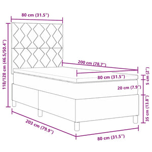 Κρεβάτι με ελατήρια Ανοιχτό γκρι 80 x 200 cm Βελούδο - Pakobazaar