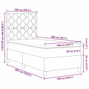 Κρεβάτι με ελατήρια Σκούρο Γκρι 100 x 200 cm Βελούδο - Pakobazaar