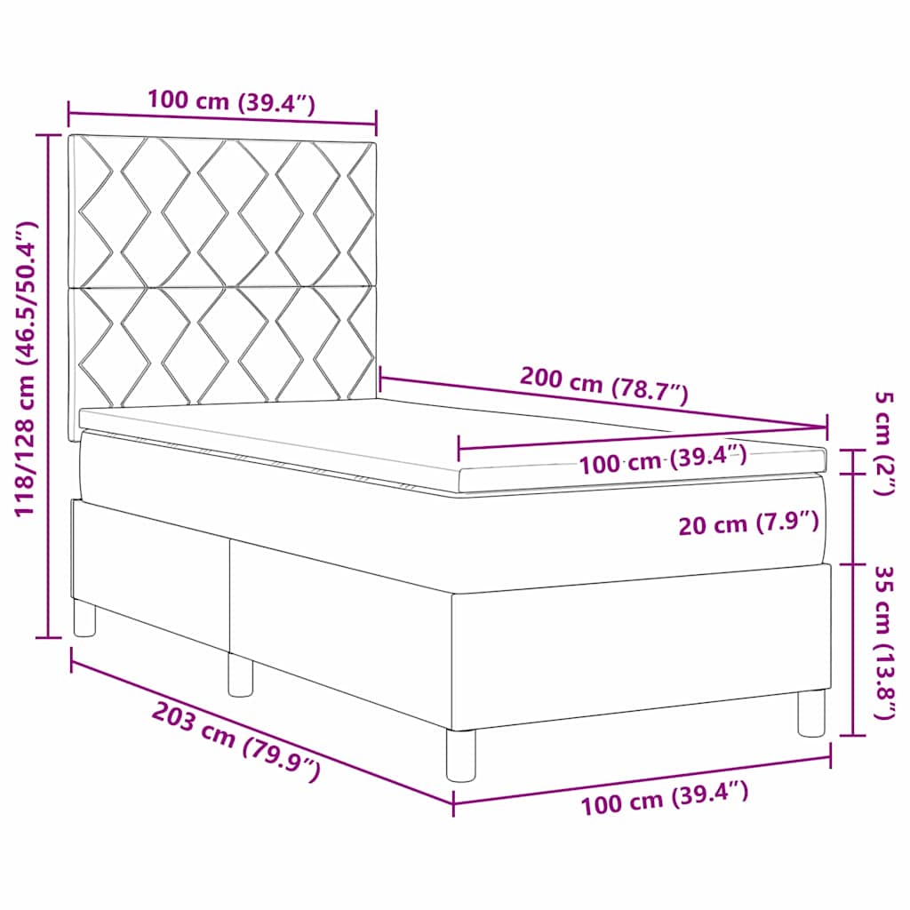 Κρεβάτι με ελατήρια με κεφαλάρι Ροζ 100 x 200 cm Βελούδο - Pakobazaar