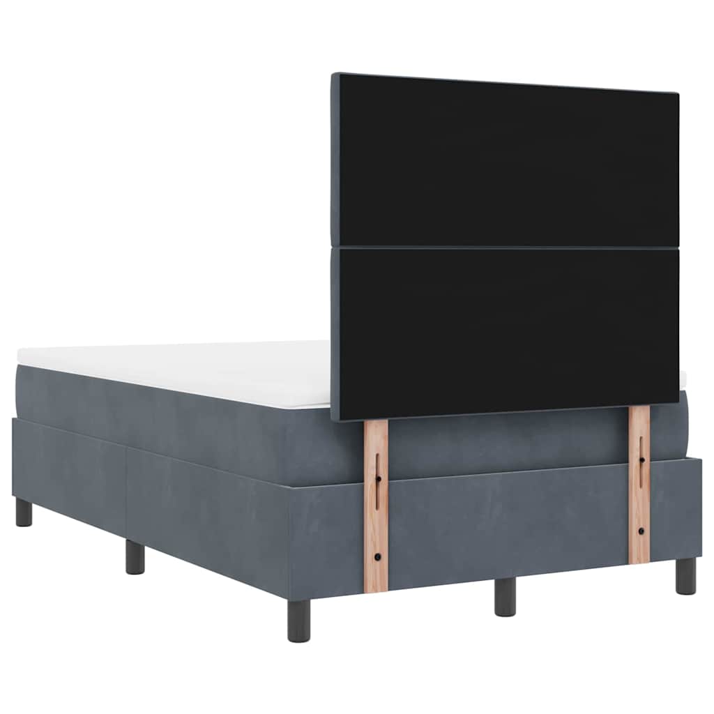 Κρεβάτι με ελατήρια Σκούρο Γκρι 120 x 190 cm Βελούδο - Pakobazaar