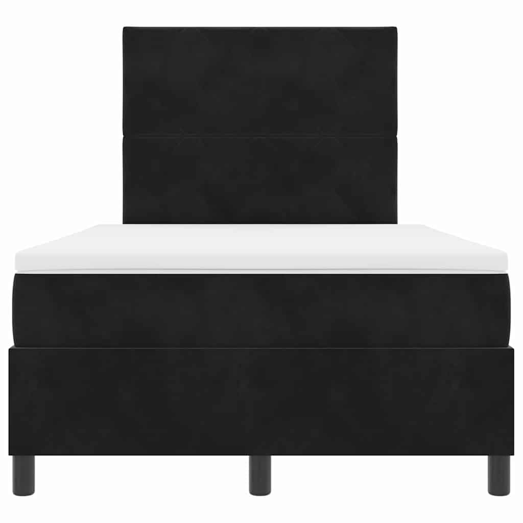 Κρεβάτι με ελατήρια με στρώμα Μαύρο 120 x 190 cm Βελούδο
