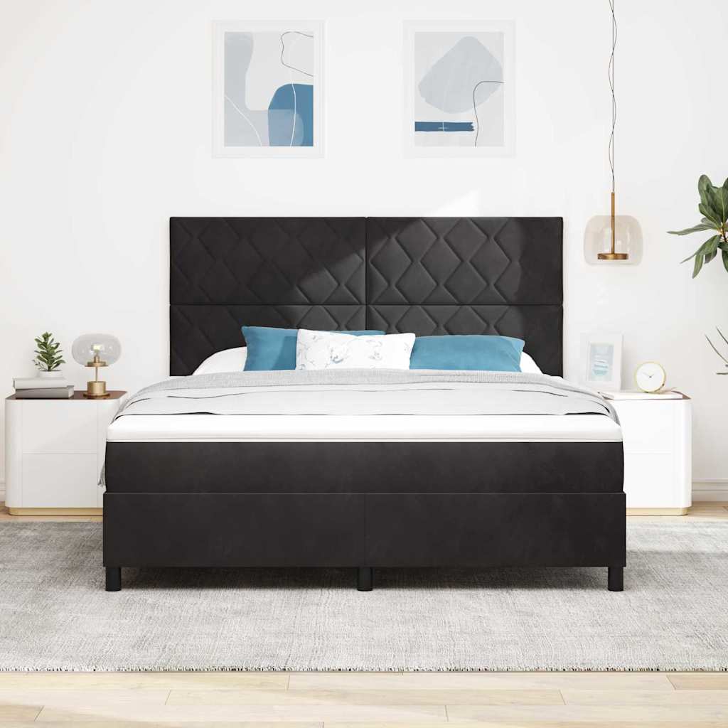 Κρεβάτι με ελατήρια με κεφαλάρι Μαύρο 180 x 200 cm Βελούδο - Pakobazaar